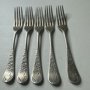 St Augustine‎ 1888 Silverplate International Silver  Silverware-5 Dinner Forks